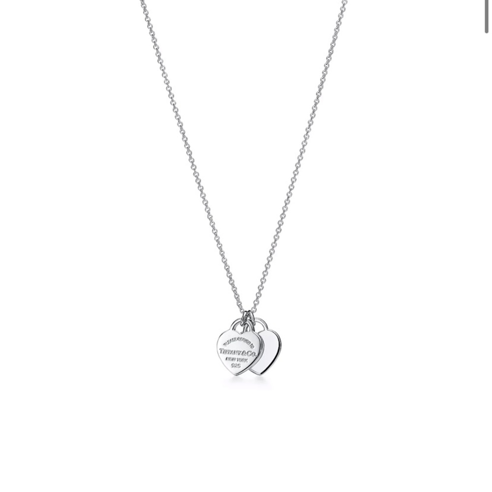 double heart tag pendant